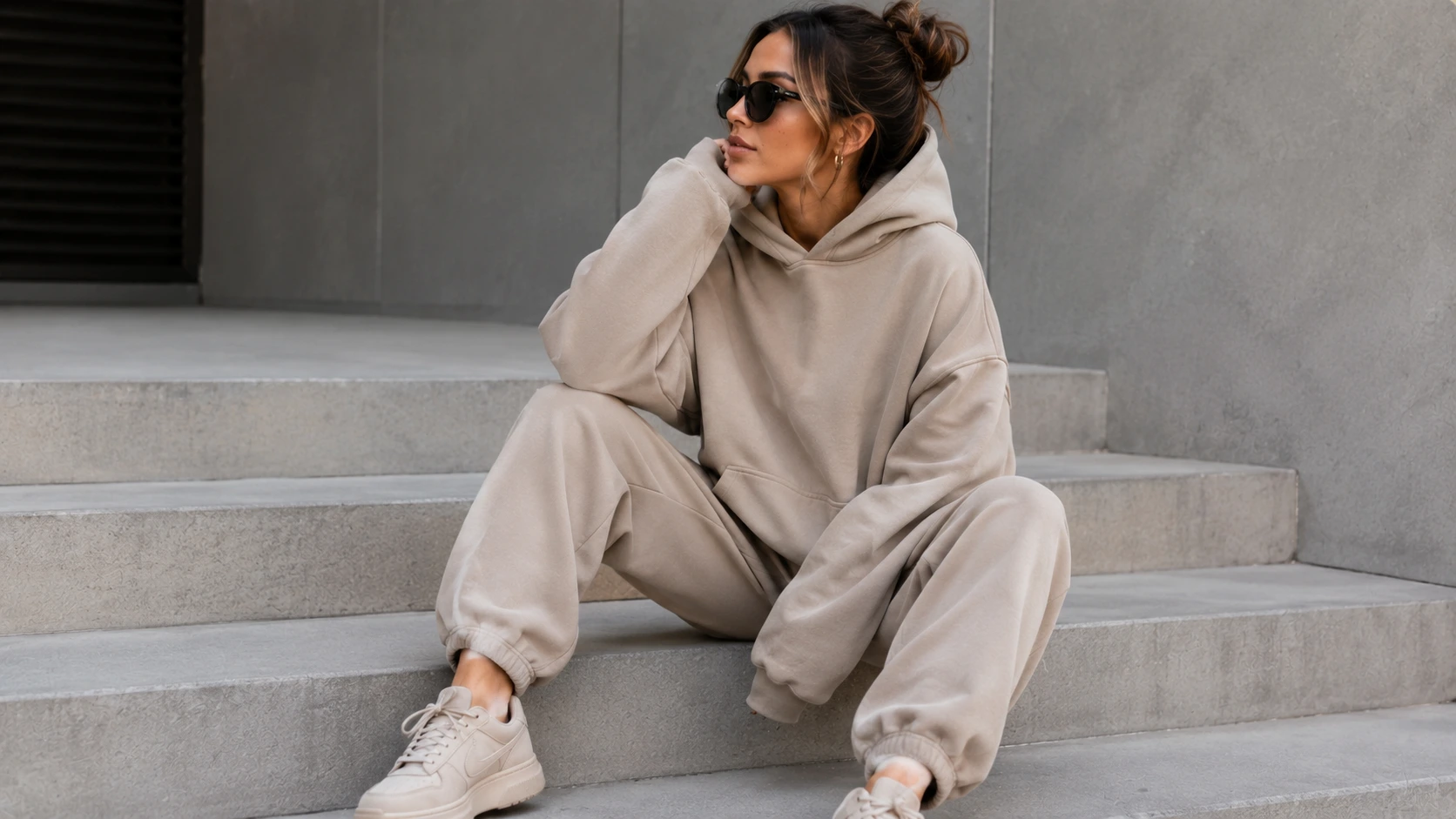 Monochromatic Hoodie Look