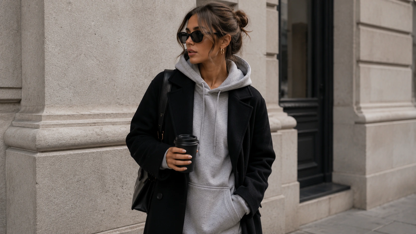 Oversized Hoodie Layered Under a Coat or Jacket