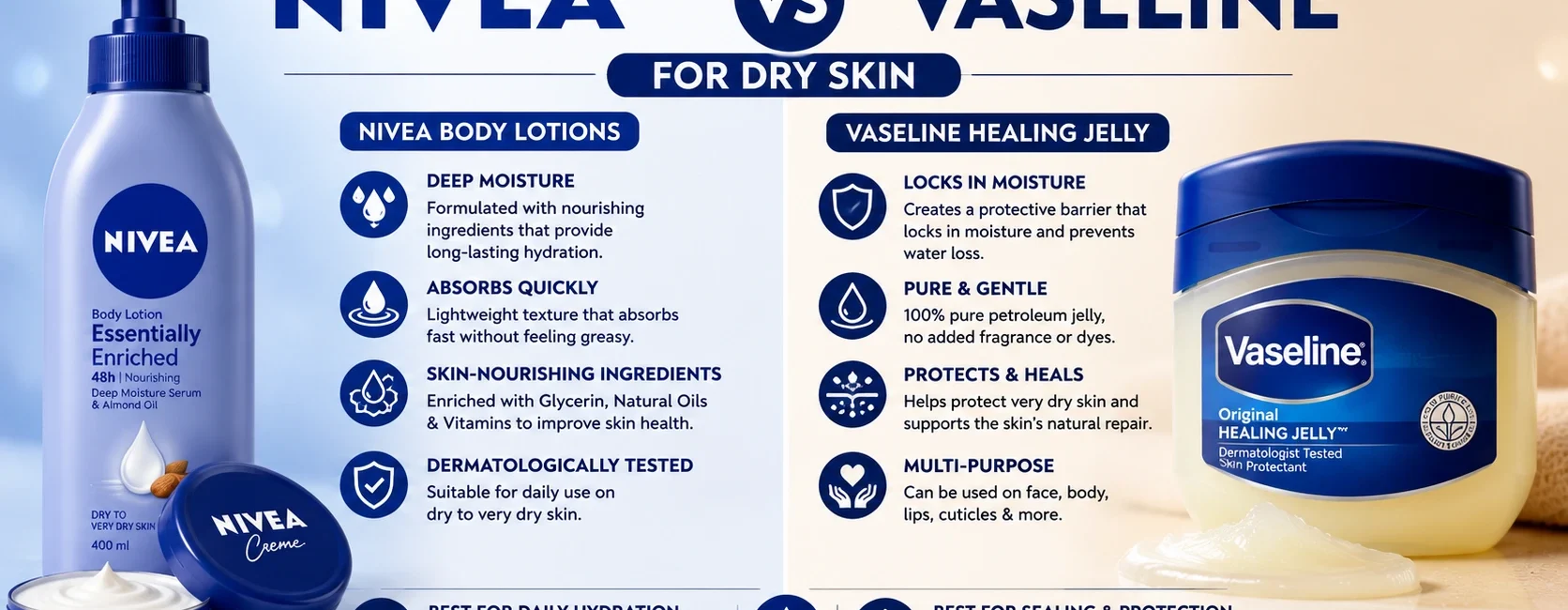 I am a genz man. are nivea body lotions better than vaseline for dry skin